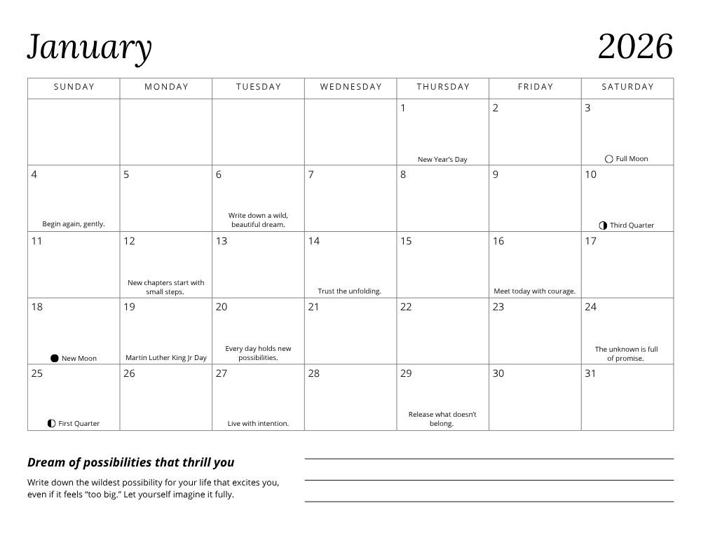 Notes from the Universe 2026 Guided Calendar